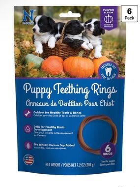 N-Bone Puppy Teething Rings, Pumpkin Flavor, Natural Puppy Teething Chews & Chew